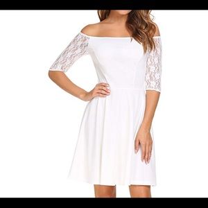 NWT. Women Casual O-Neck Floral Lace Midi  Dress